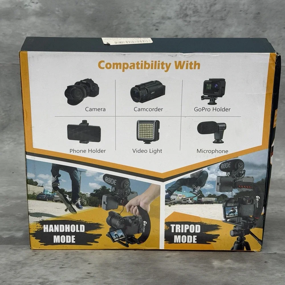 Zeadio Camera Smartphone Handheld Stabilizer, Triple Cold-Shoe Handle Grip Compa